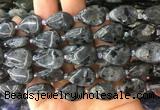 TRBS29 15 inches 13*18mm flat teardrop black labradorite gemstone beads