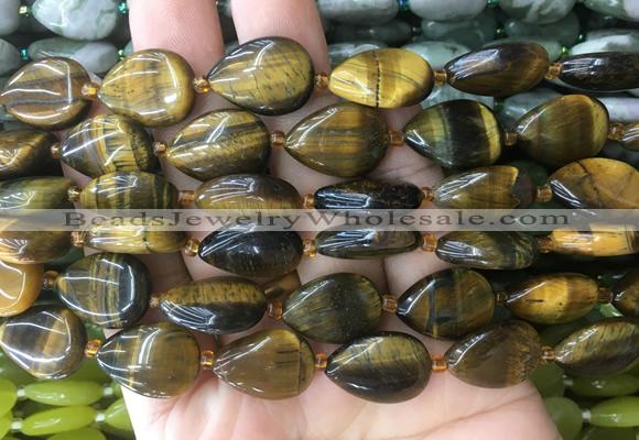 TRBS37 15 inches 13*18mm flat teardrop yellow tiger eye gemstone beads