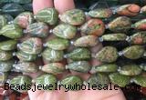 TRBS40 15 inches 13*18mm flat teardrop unakite gemstone beads wholesale