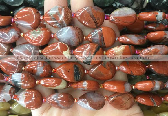 TRBS44 15 inches 13*18mm flat teardrop red jasper gemstone beads