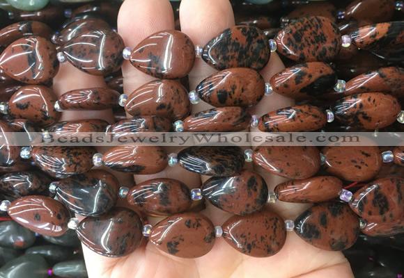 TRBS45 15 inches 13*18mm flat teardrop mahogany obsidian gemstone beads