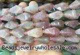 TRBS55 15 inches 11*22mm - 12*25mm faceted teardrop rose quartz beads