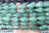 TRBS56 15 inches 11*22mm - 12*25mm faceted teardrop green aventurine beads