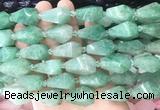 TRBS57 15 inches 11*22mm - 12*25mm faceted teardrop green strawberry quartz beads