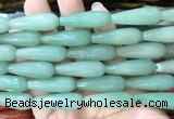 TRBS71 15 inches 10*30mm faceted teardrop green aventurine beads wholesale