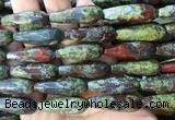 TRBS78 15 inches 10*30mm faceted teardrop dragon blood jasper beads wholesale