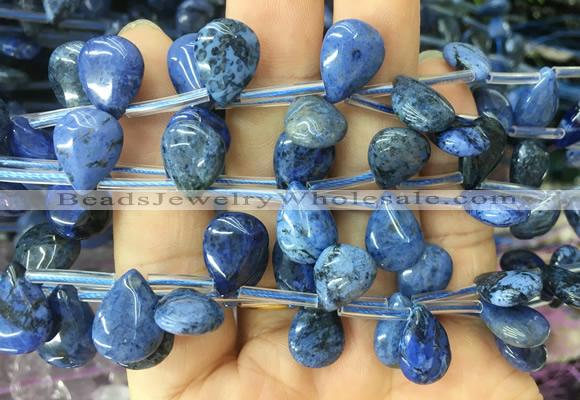 TRBS87 Top drilled 10*14mm flat teardrop dumortierite gemstone beads