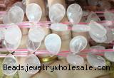 TRBS91 Top drilled 13*18mm faceted flat teardrop rose quartz beads wholesale TRBS91 Top drilled 13*18mm faceted flat teardrop rose quartz beads wholesale
