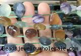 TRBS95 Top drilled 13*18mm faceted flat teardrop fluorite beads wholesale TRBS95 Top drilled 13*18mm faceted flat teardrop fluorite beads wholesale