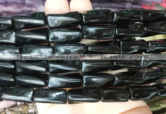 TWBS10 15 inches 9*20mm twist column black obsidian gemstone beads