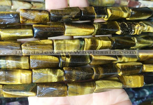 TWBS16 15 inches 9*20mm twist column yellow tiger eye gemstone beads