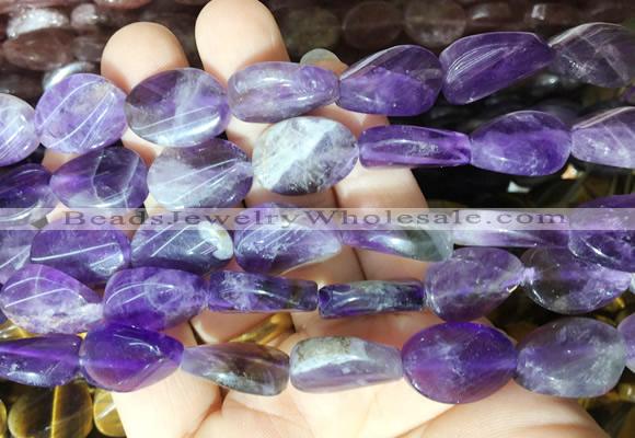 TWBS25 15 inches 13*18mm twist oval amethyst beads wholesale