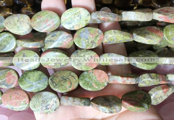 TWBS28 15 inches 13*18mm twist oval unakite beads wholesale