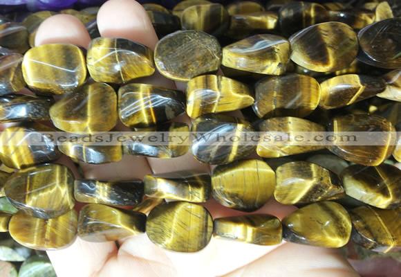 TWBS33 15 inches 13*18mm twist oval yellow tiger eye beads wholesale