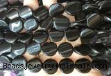 TWBS61 15 inches 16mm twist coin black obsidian beads wholesale