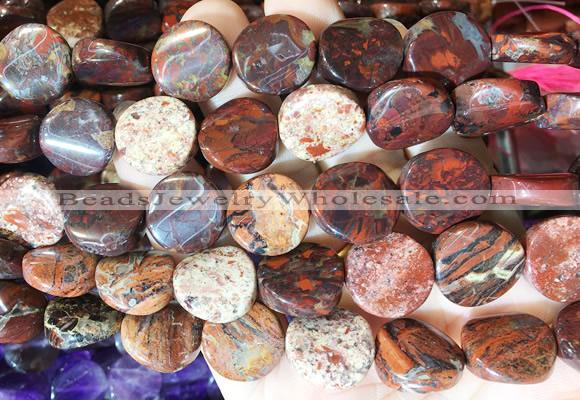 TWBS62 15 inches 16mm twist coin brecciated jasper beads wholesale