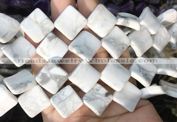 TWBS86 15 inches 16mm twist diamond white howlite beads wholesale