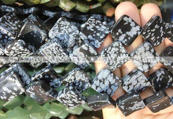 TWBS91 15 inches 16mm twist diamond snowflake obsidian beads wholesale